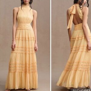 BHLD ANTHROPOLOGIE Juniper Yellow Halter Maxi Dress